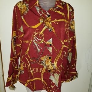 Printed button down blouse